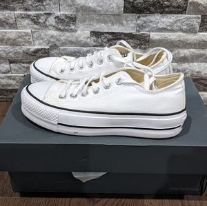 Converse white platform low top sneakers